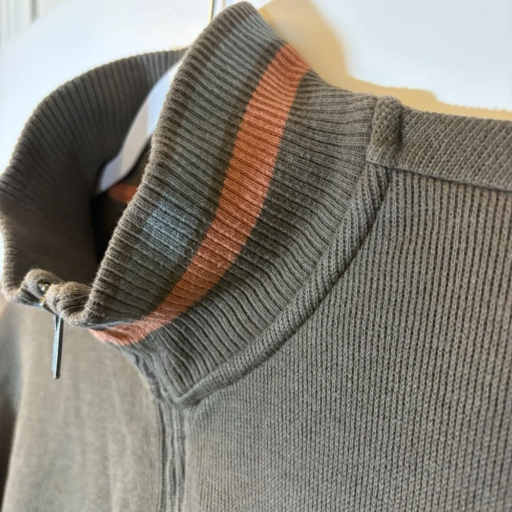 Banana Republic Men's Full Zip‎ Brown Sweater Size Large 100% Cotton Long Sleeve